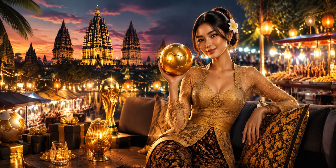 Suasana malam di pasar lokal dengan layar menampilkan taruhan sepak bola Indonesia
